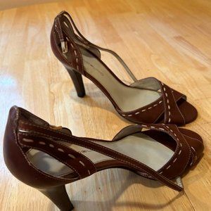 Barely Worn Bandolino Brown Open-toe High Heels (Size 9.5)